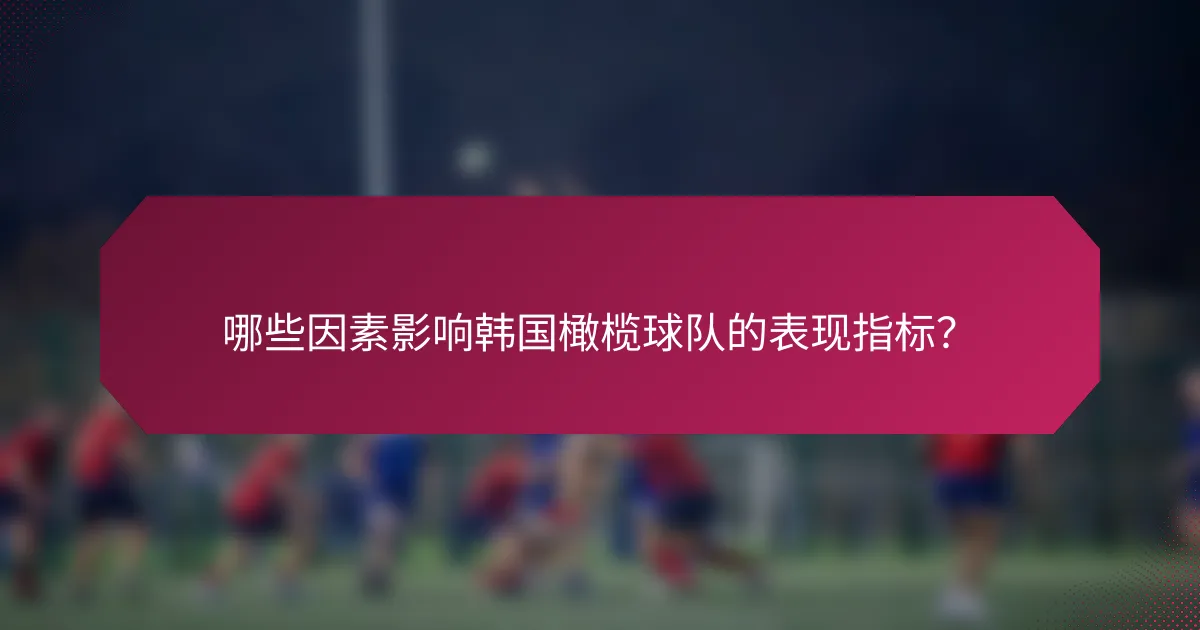 哪些因素影响韩国橄榄球队的表现指标？