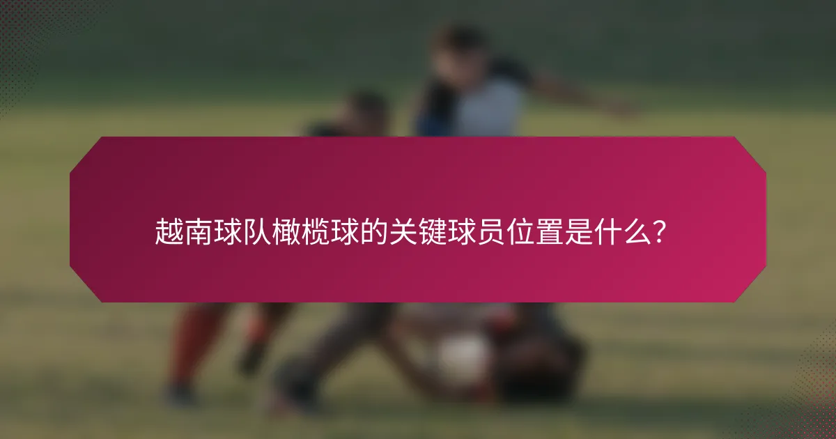 越南球队橄榄球的关键球员位置是什么?